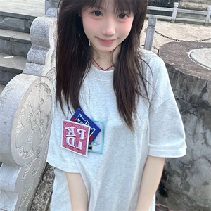 万针全刺绣工艺抖音得物高品质260克重磅纯棉双纱美式高街短袖T恤图片