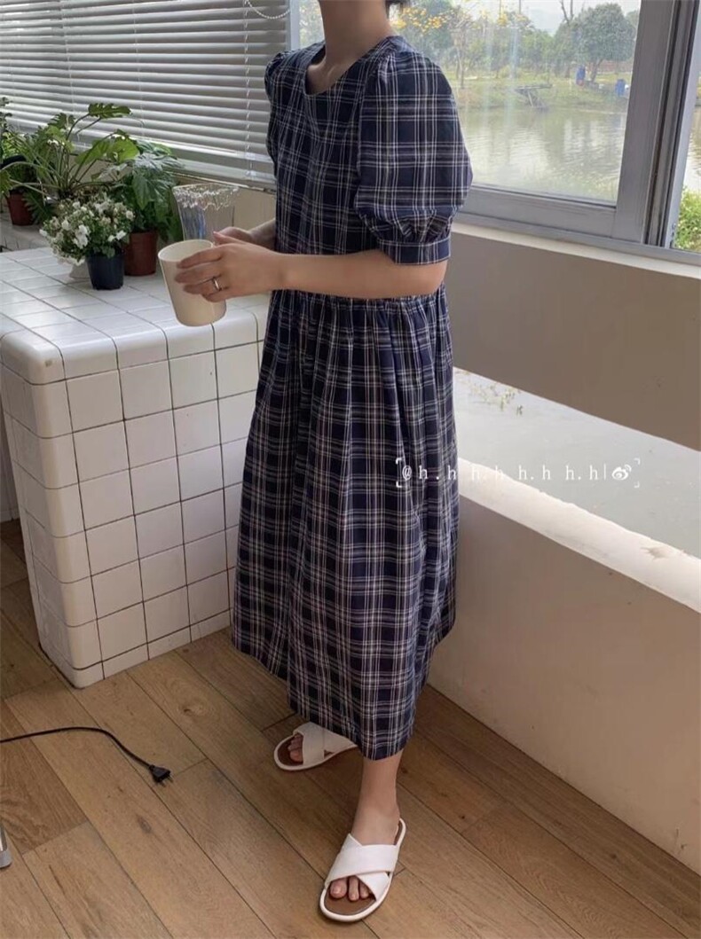 夏款.格子连衣裙，女装连衣裙，hh(4F)