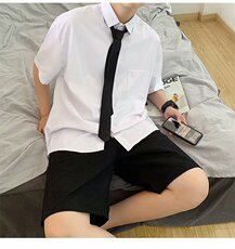 白衬衫男短袖港风宽松大码学生衬衣男韩版潮流帅气百搭CS22-P28，男装衬衫，星座1008-1
