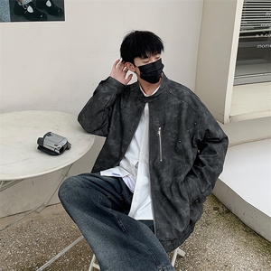美式复古翻领皮夹克男士春秋季百搭宽松情侣PU外套225-2-JK601图片