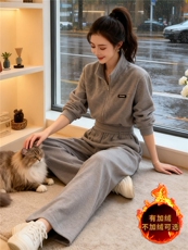 欧洲站休闲运动套装女秋冬洋气宽松减龄拉链开衫上衣阔腿裤两件套，女装套装/套裙，江南