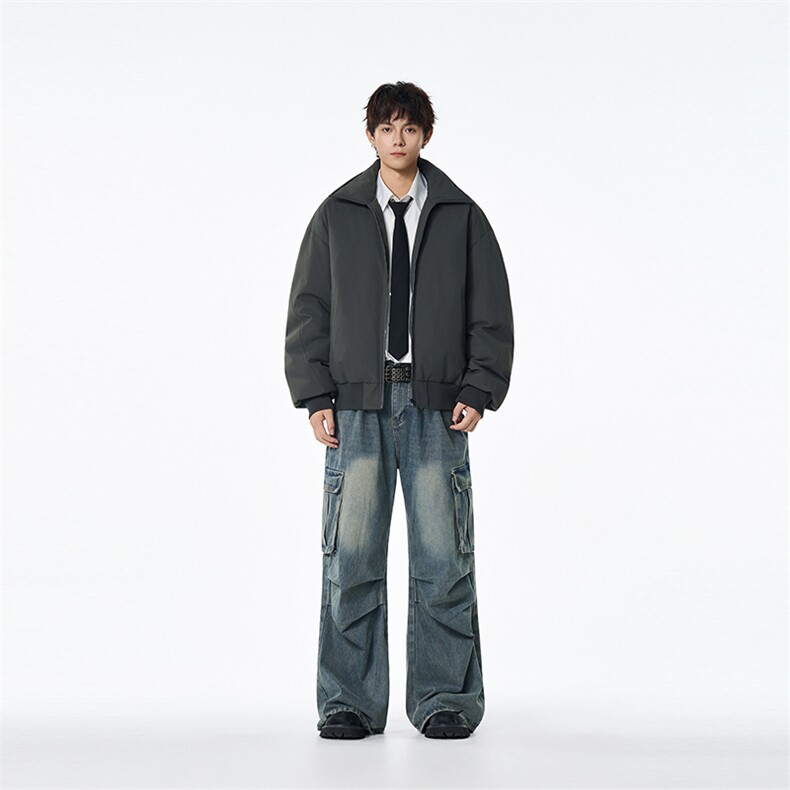 25冬季美式翻领棉衣潮流百搭设计感情侣款保暖时尚外套5566-TP70图片