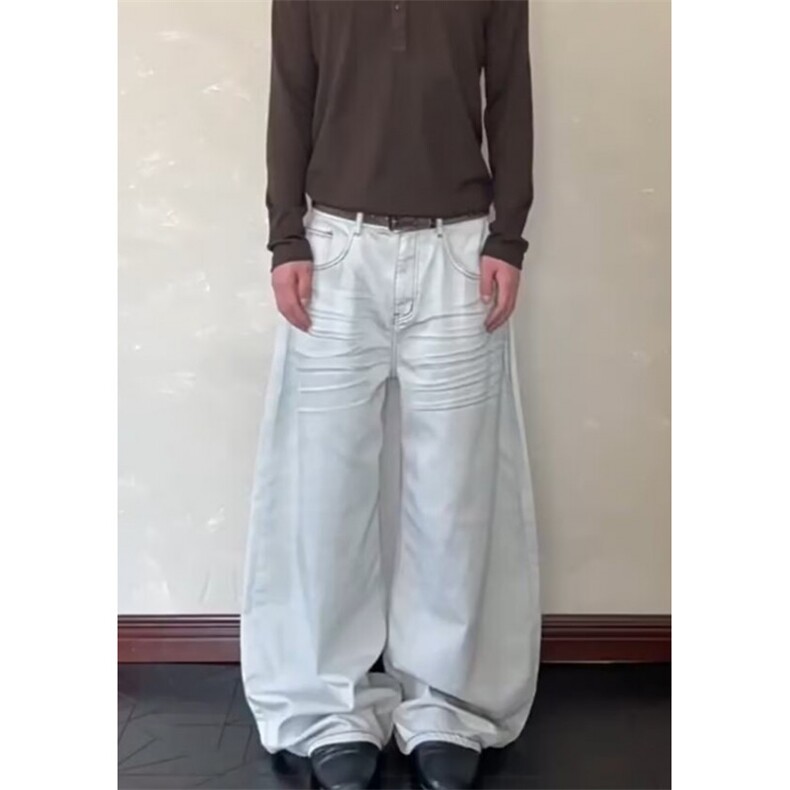 水洗cleanfit牛仔裤男女春秋情侣宽松休闲直筒阔腿长裤子 N1359图片