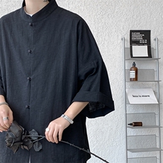 8XL-M风大码夏短袖衬衫男外套棉麻七分袖上衣CS505P60控78，男装衬衫，电商D206-1