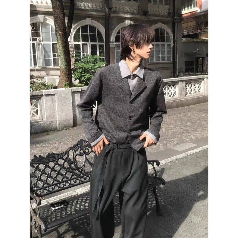 1506/Q91050/P68冬季韩系复古领针织衫宽松保暖休闲男女毛衣图片