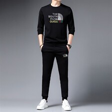 运动套装2023春季商务休闲圆领宽松T恤百搭运动服中年男装两件套,男装休闲套装,电商B212（原钱塘6029）