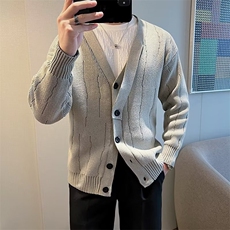 轻熟风2024秋冬新款复古宽松潮流休闲开衫男针织衫外套毛衣M3459，男装针织衫/毛衣，星座1116A-2（原606A-1）