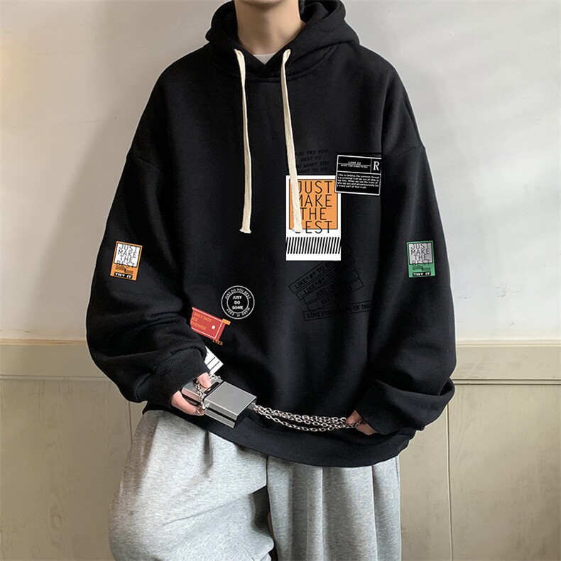 纯棉连帽卫衣男大码运动帽衫宽松薄WY2121-P35加绒款-P40,男装卫衣,电商A040
