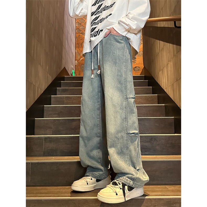 1506/QK300/P44风潮男松紧腰牛仔裤嘻哈ins潮高街潮流痞帅长裤,男装牛仔裤,星座1506