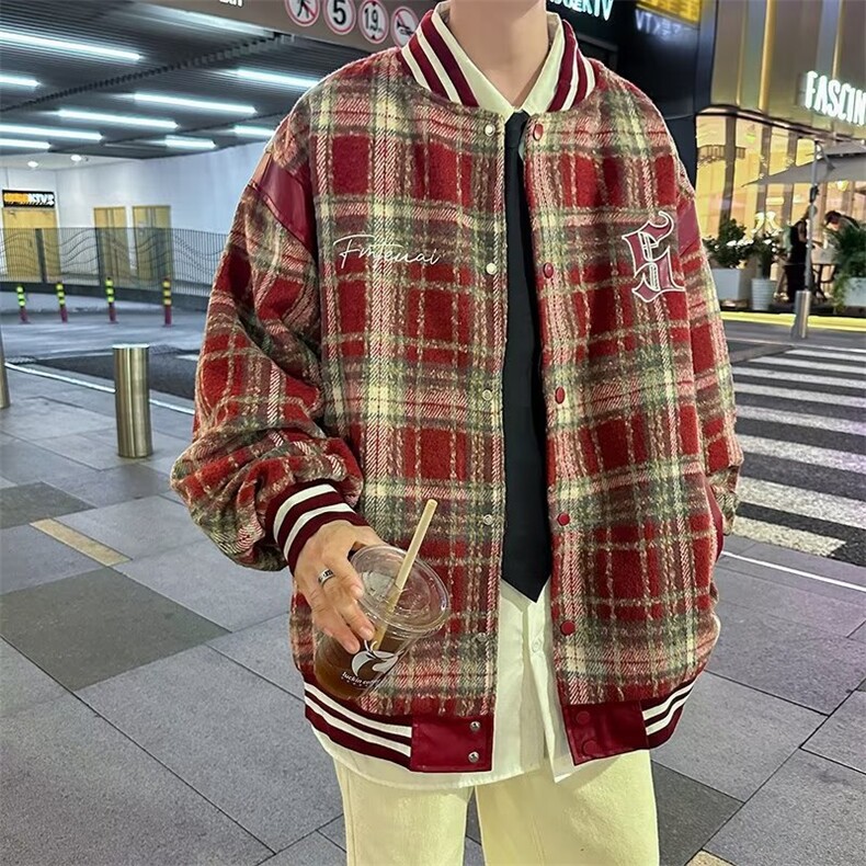 美式夹克男韩版潮流字母刺绣棒球服2023秋冬新款ins外套W5323-P71图片