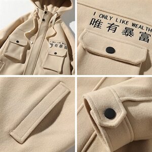 【】A003-HF008-P50冬装新款多口袋连帽加厚大衣男 蒙马特2图片