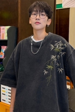 量大优供视频240g重磅美式炒雪花水洗做旧短袖t恤STX516-特P25，男装T恤，电商B371
