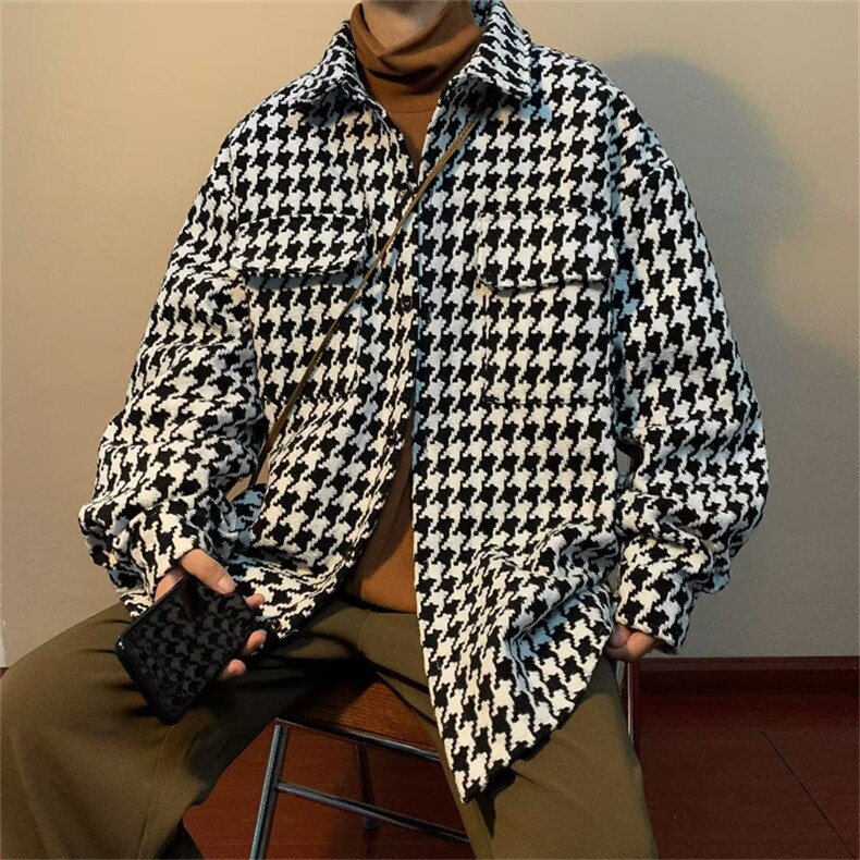 小香风格子外套男女ins潮痞帅潮牌街头秋冬季情侣夹克W038-P55，男装夹克，星座1008