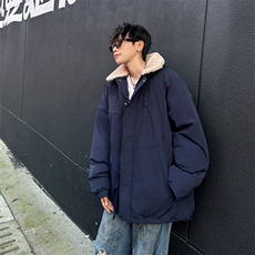 冬季羊羔拼接可翻棉衣男日系潮流户外保暖工装棉服MF286-P79，男装棉衣，星座412-3