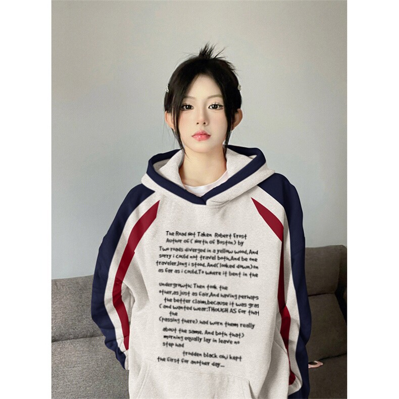 抖音得物供货提供视频秋冬重磅美式宽松接拼连帽卫衣3207,男装卫衣,电商A486