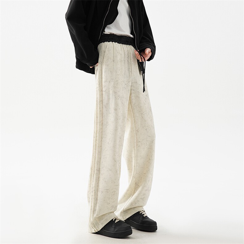 秋季新款潮流侧边褶皱条纹拼接宽松休闲裤B315-K103-特p40控78,男装休闲裤,电商B315