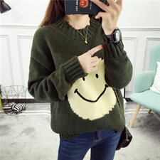 2020年冬季韩版百搭甜美针织衫/毛衣抽象图案长袖套头加厚修身，女装针织衫/毛衣，奕阳依阁