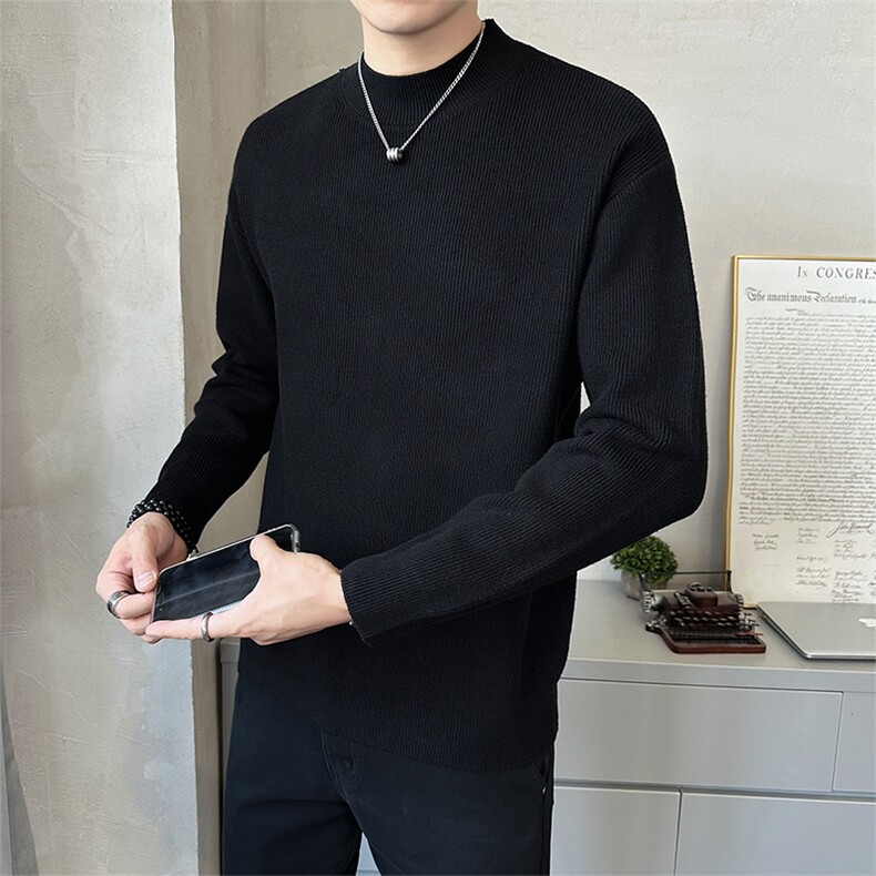 店主风秋季新款套头半高领毛衣针织衫男加厚打底衫B338-6231-P65,男装T恤,电商B338