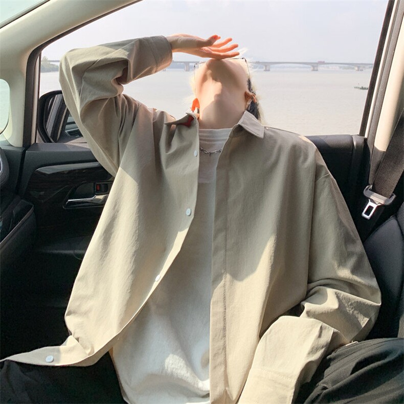 ！2025春季新款男士纯色长袖衬衣简约白衬衫CS06特P35,男装衬衫,电商B220