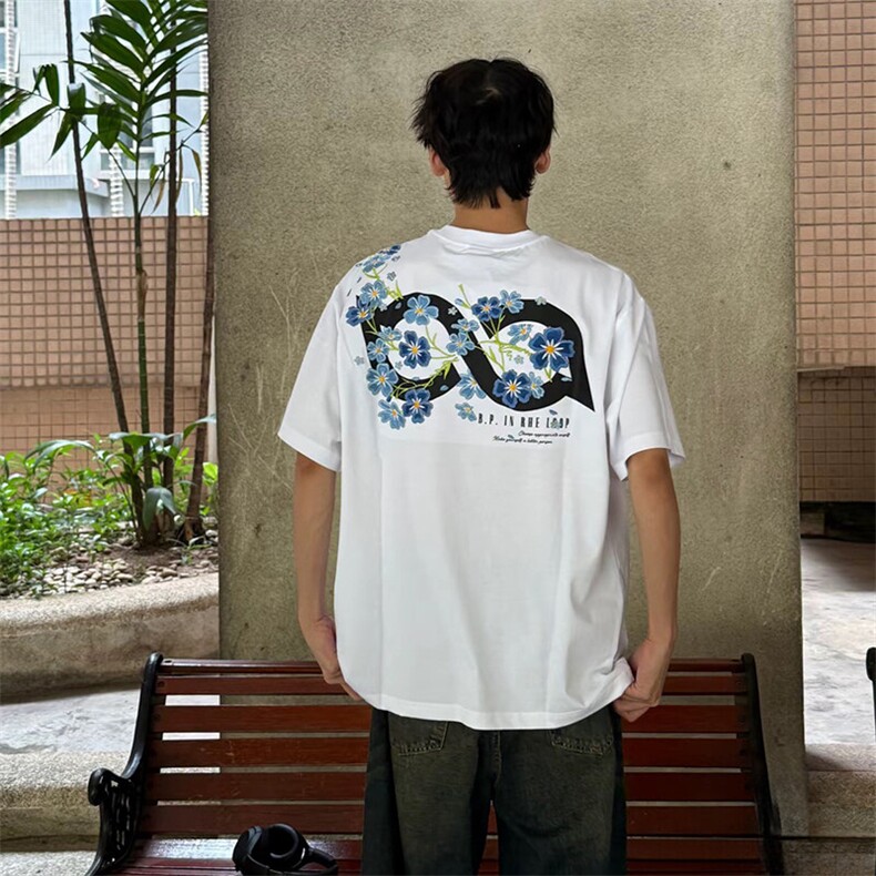 万针全刺绣解构设计260克重磅双纱纯棉高品质美式高街短袖T恤特39,男装T恤,电商A486