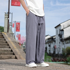 风亚麻透气休闲裤男士2025夏季新款休闲百搭直筒裤2412-P55，男装休闲裤，电商A008