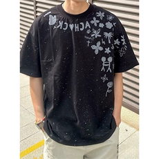 万针全刺绣工艺抖音得物高品质260克重磅纯棉双纱美式高街短袖T恤，男装T恤，电商A486