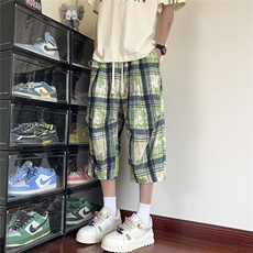 2026夏美式扎染冰丝凉感褶皱速干阔腿短裤七分裤K9909/特P38绿5，男装牛仔裤，电商A094