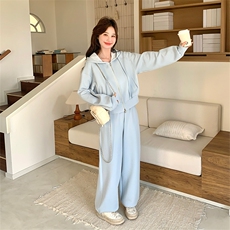【现货】蓝色时尚休闲蕾丝连帽卫衣裤子套装女606-P180-K288，女装套装/套裙，2C126
