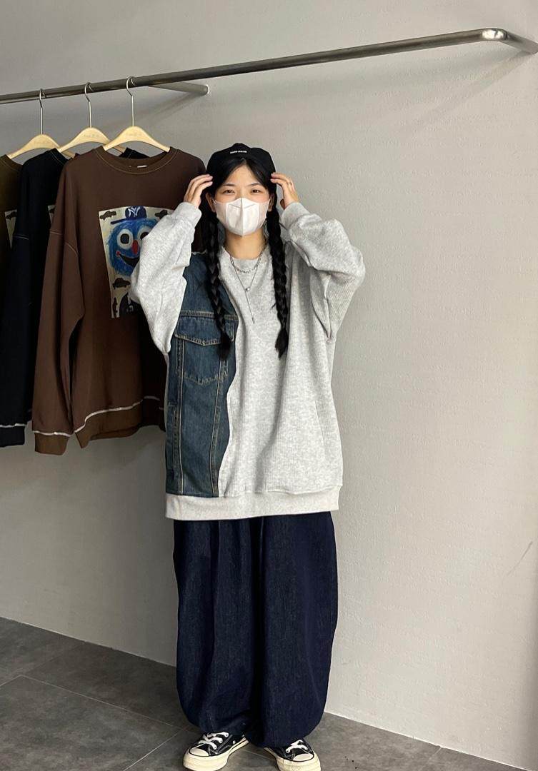 秋季新款牛仔拼接大版卫衣，女装卫衣/绒衫，JIAN.Z 简.站