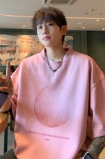 ！2024夏季新款男士烧花麂皮绒短袖T恤半袖TL2408特P25控48，男装T恤，电商B220