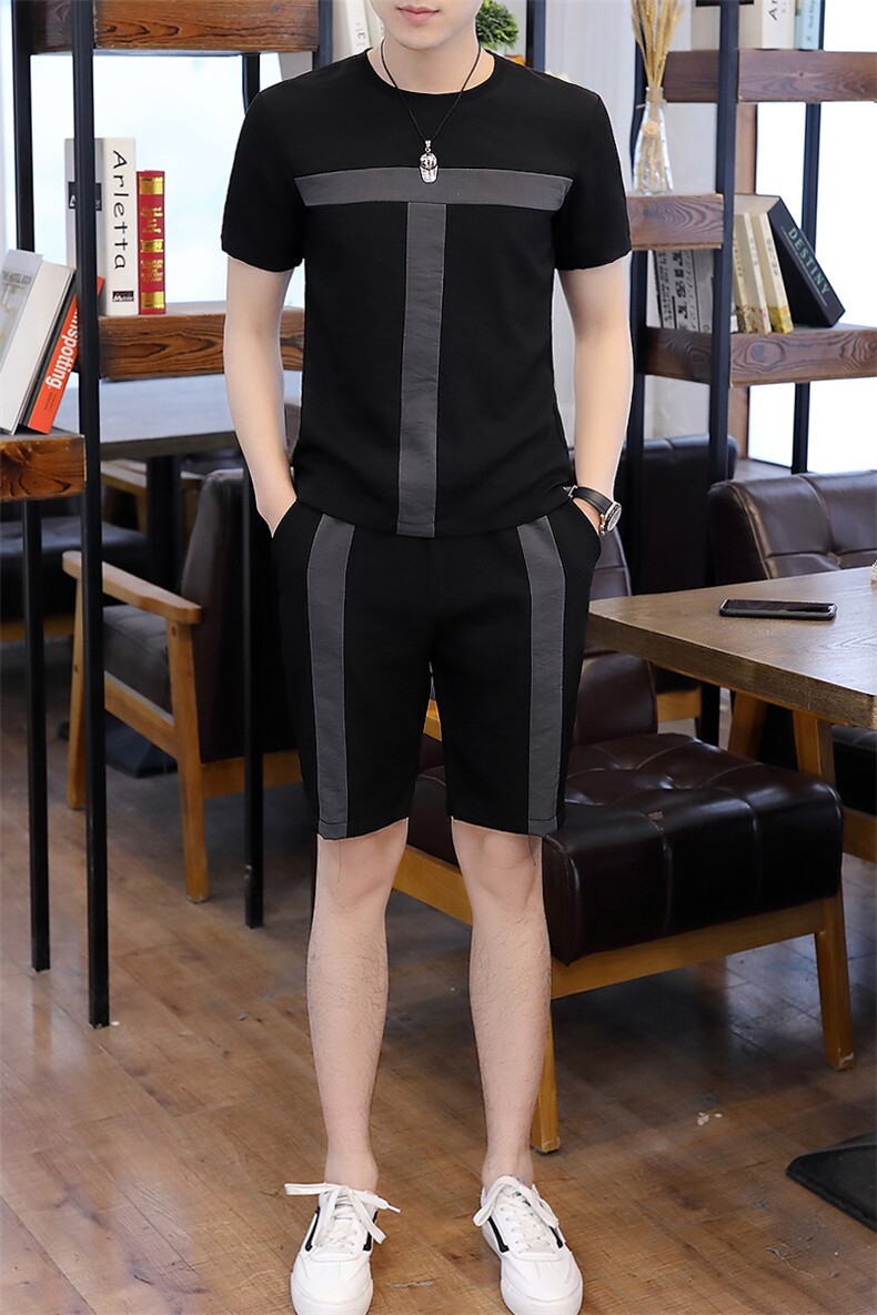 20夏季新款短袖套装冰丝休闲男潮流T恤短裤一套男装T706-p50,男装休闲套装,星座1206（原A206）