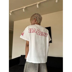 H1063-p30 字母前后刺绣体恤T恤 2026宽松休闲T恤，男装T恤，星座617A-2