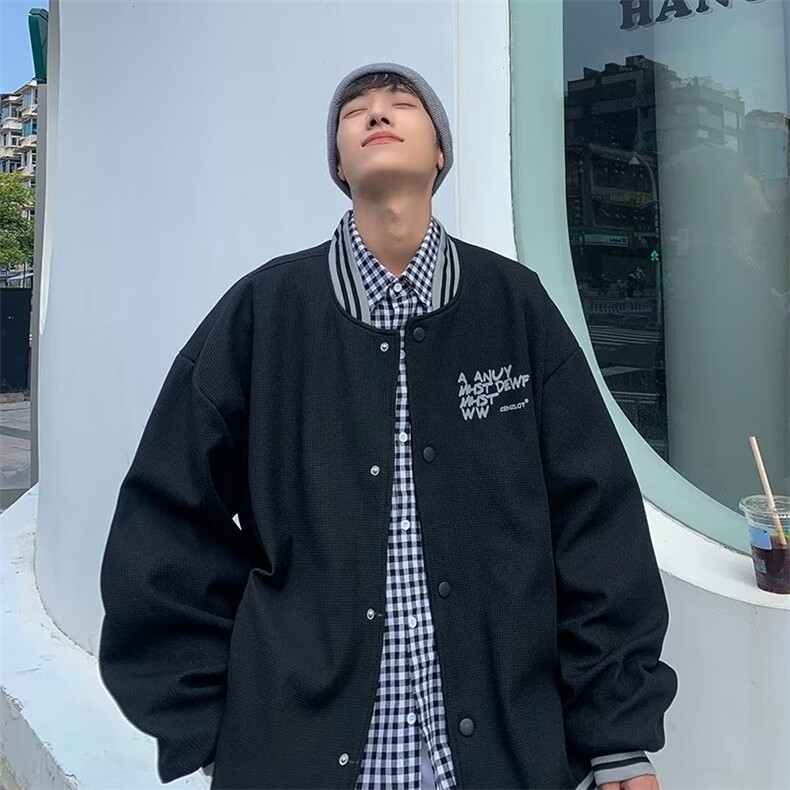 华夫格棒球服印花夹克外套W160P55,男装夹克,星座1116-2