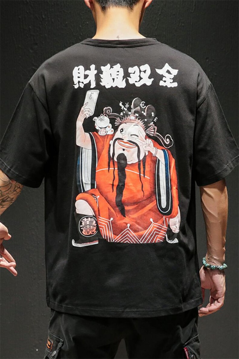 2021春夏新款日系黑墙潮流韩版宽松鲨鱼印花男装T恤T89-P35,男装T恤,电商A009A（原A058A）