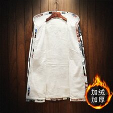 木板秋冬大码男士大衣中长款加绒加厚青少年风衣外套男，男装风衣，电商A441