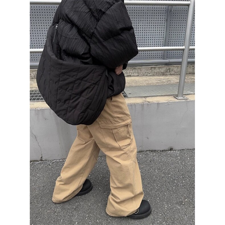 春秋季美式褶皱多口袋工装裤潮牌嘻哈宽松直筒阔腿休闲裤KW83,男装工装外套,星座1116A（原606A-3）