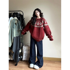【有货】MY369CC-特P65 费尔岛圣诞毛衣男女情侣装针织衫外套图片