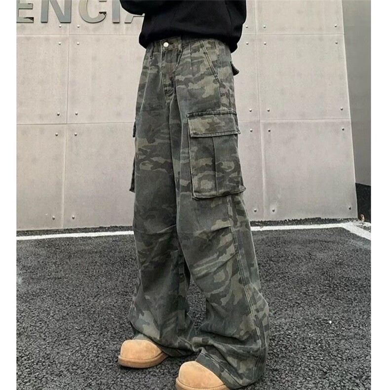 K0915-P40美式复古褶皱多口袋水洗迷彩工装裤,男装工装外套,电商B323A