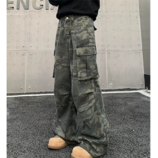 K0915-P40美式复古褶皱多口袋水洗迷彩工装裤，男装工装外套，电商B323A