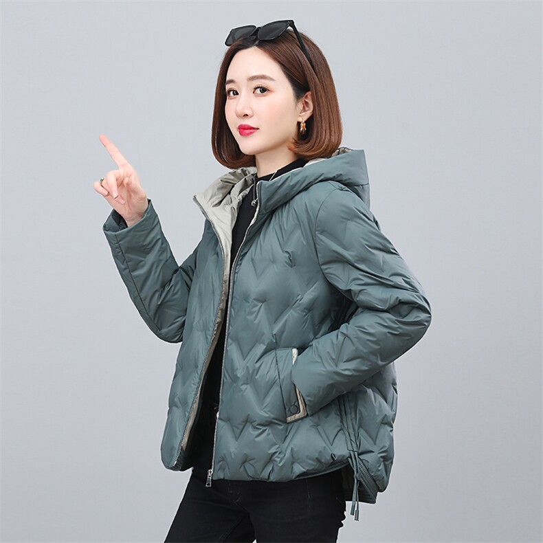 2023新款时尚休闲连帽羽绒服修身显瘦保暖外套,女装羽绒服,依恋蒂丝