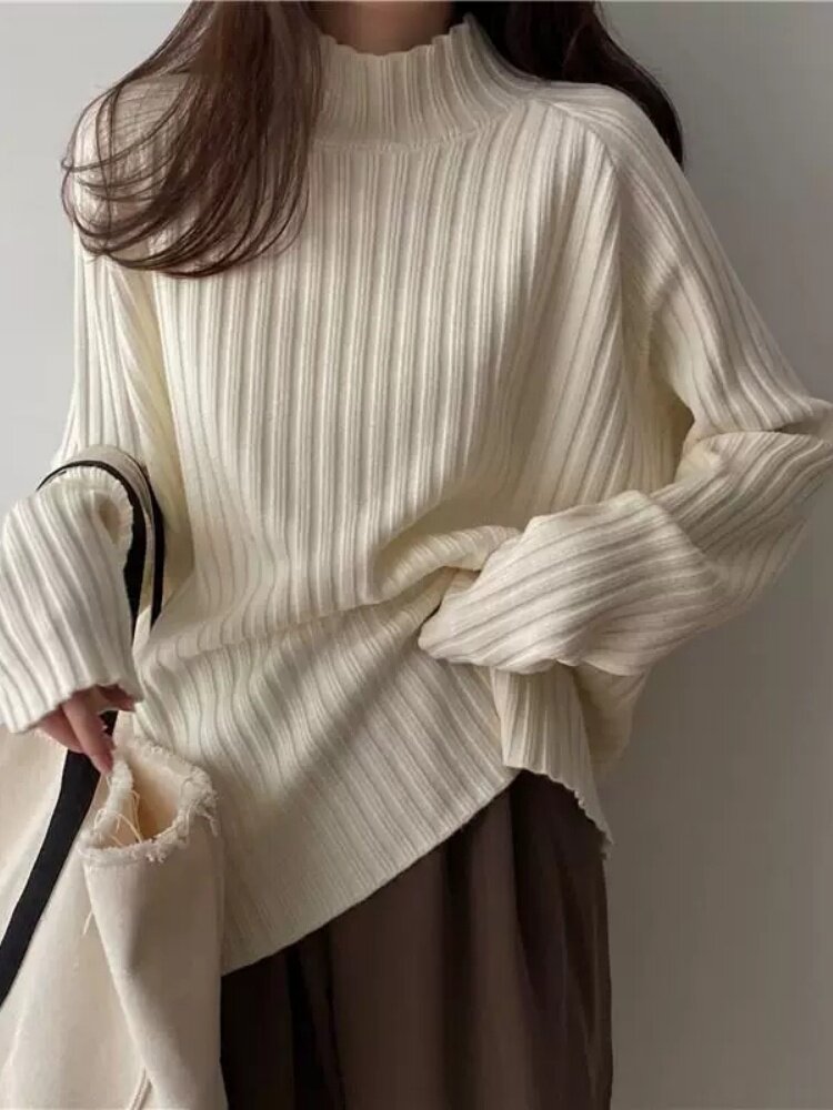 2025年秋季纯色针织套头半高圆领上衣时尚百搭，女装针织衫/毛衣，旭驰羊绒