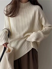 2025年秋季纯色针织套头半高圆领上衣时尚百搭，女装针织衫/毛衣，旭驰羊绒