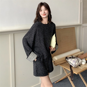 【现货】小香风袖口拼条纹套装088-7702 P145 K198图片