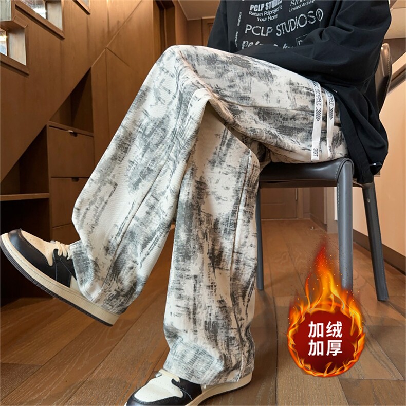 ！2025秋冬新款男士潮牌直筒裤情侣拖地裤WK2055特P35加绒P45图片