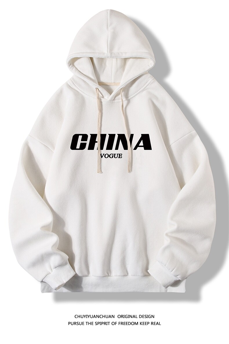 WY2001-P35加绒款-P40纯连帽卫衣男大码运动帽衫宽松薄白底,男装卫衣,电商A040A