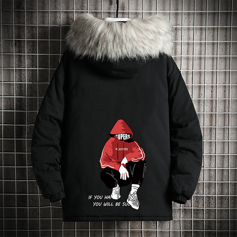 MM48051-P130 冬季大毛领衣男士大码加厚袄男服 网格挂拍图片