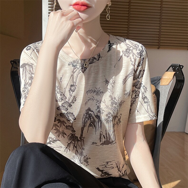 夏季轻薄短袖薄款宽松女针织衫V领短袖,针织衫/毛衣,绒宛羊绒