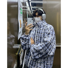 秋季新款两面穿夹克Q2608-TP75118青少年扎染格子两穿外套男，男装夹克，电商A102