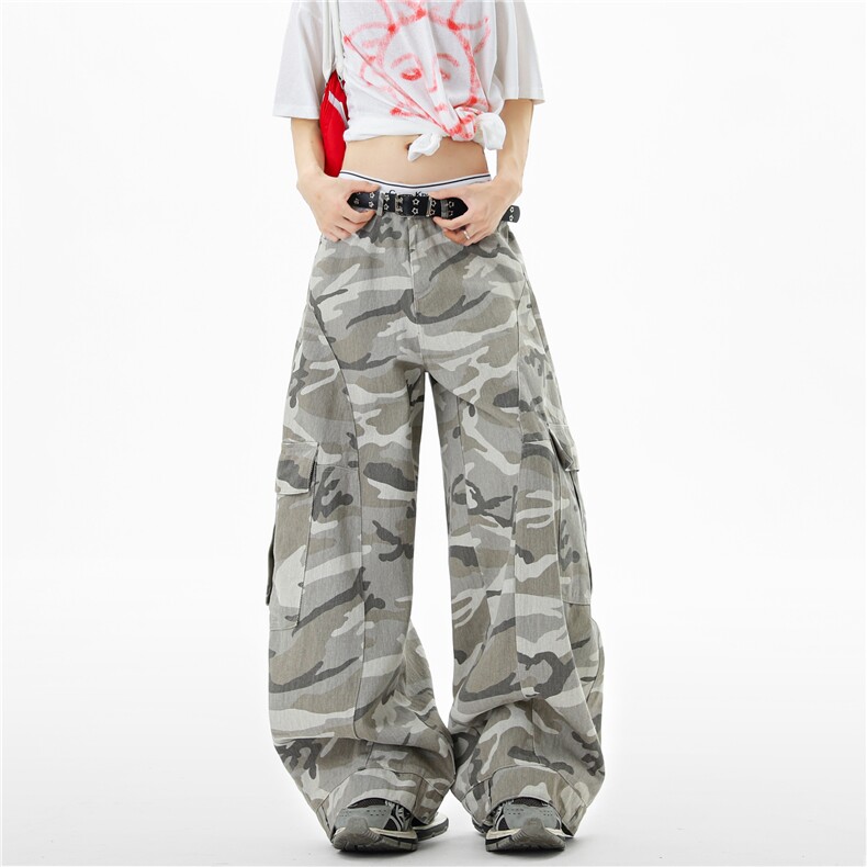 【现货】XZ612-K629-P75美式复古迷彩多口袋水洗工装裤弯刀裤，男装工装外套，星座612