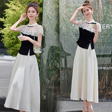 连衣裙女2026超火夏季新款气质巨好看的简单大方显瘦两件套装裙，女装套装/套裙，尚洛菲